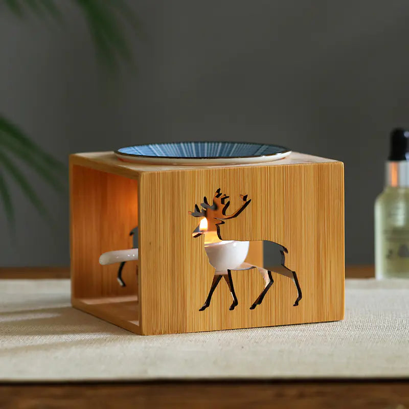Difusor de Aroma de Bambú y Portavelas