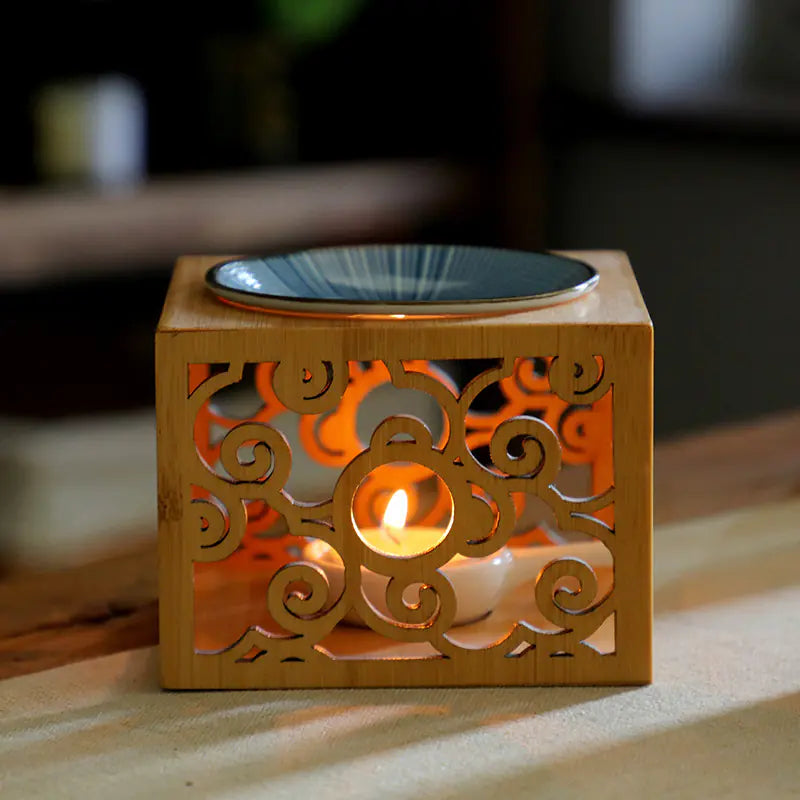 Bamboo Aroma Diffuser and Candle Holder