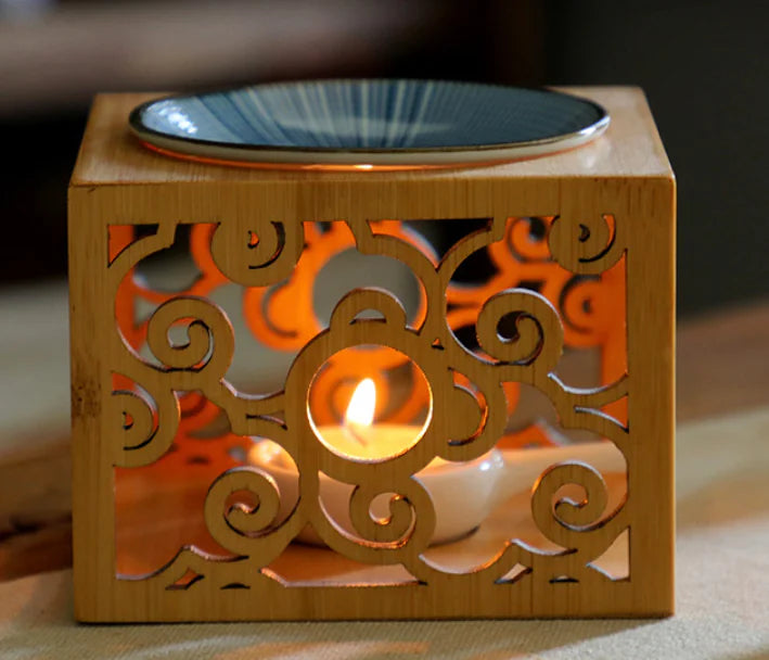 Bamboo Aroma Diffuser and Candle Holder