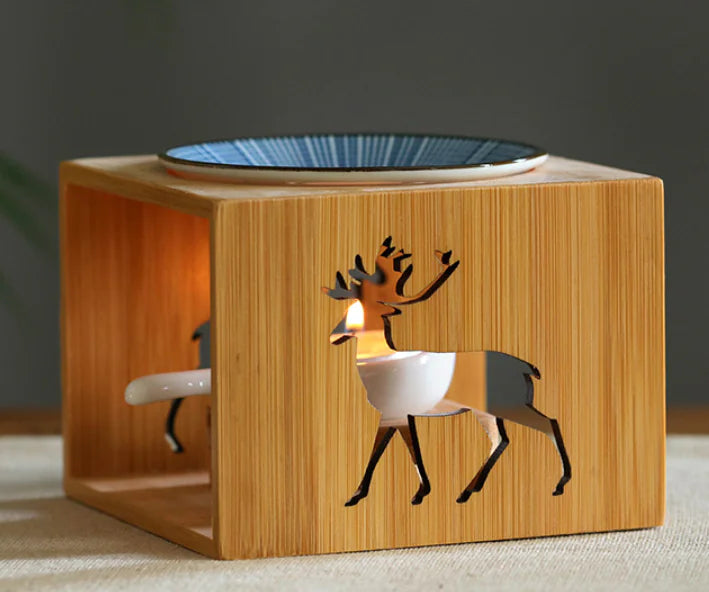 Bamboo Aroma Diffuser and Candle Holder