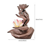 Lotus Waterfall Incense Burner in Purple Clay Ceramic