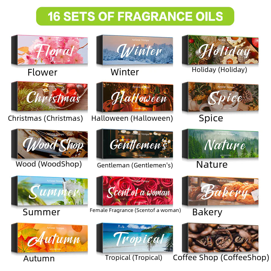 Set de Aceites Esenciales de Frutas para Difusor de Aromaterapia (10ml)