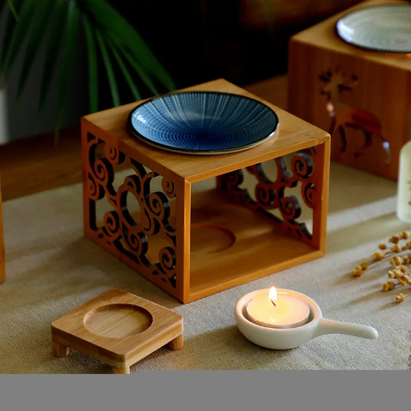 Bamboo Aroma Diffuser and Candle Holder