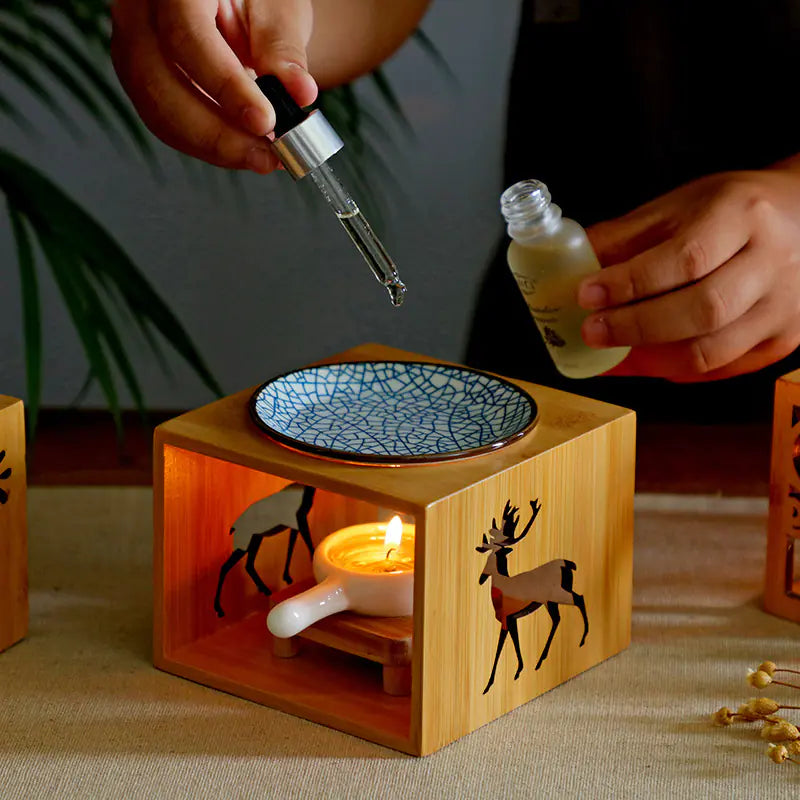 Difusor de Aroma de Bambú y Portavelas