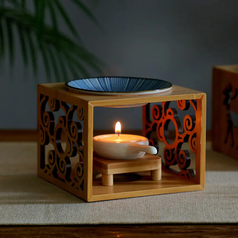 Bamboo Aroma Diffuser and Candle Holder