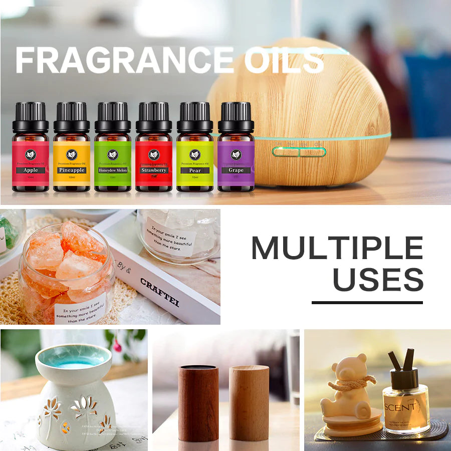 Set de Aceites Esenciales de Frutas para Difusor de Aromaterapia (10ml)
